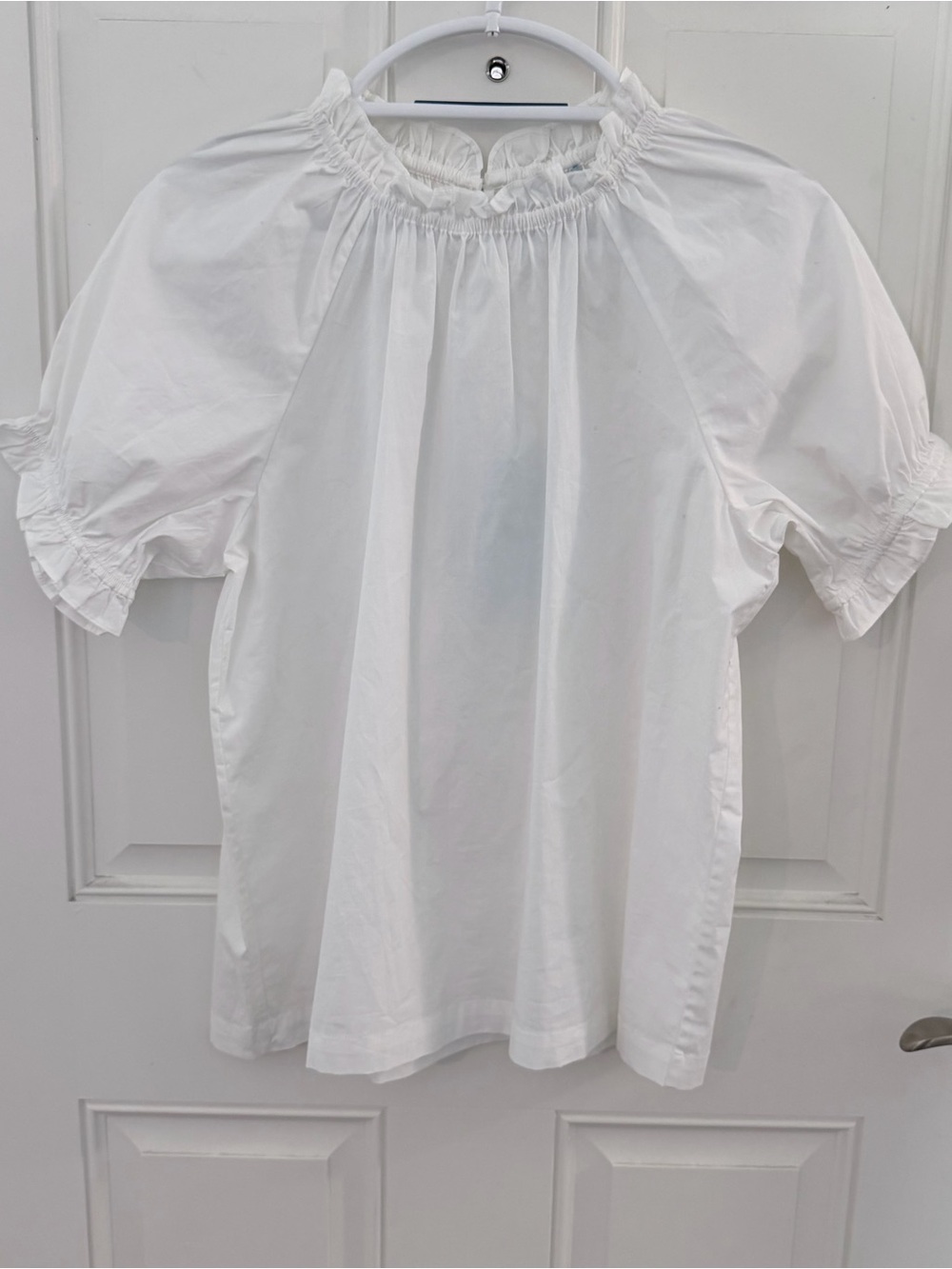 Hill House The Kit Ruffled Neck Blouse M | NWT White